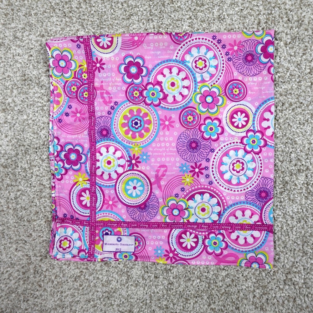 Minnesota Oncology 2012 Pink Breast Cancer Awareness Floral Bandana Scarf 21x21